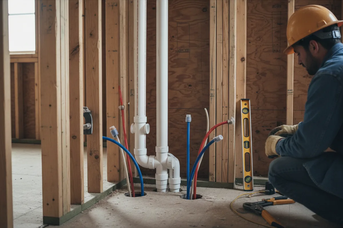 Drain and supply rough-in during Leak Detection in Huntertown