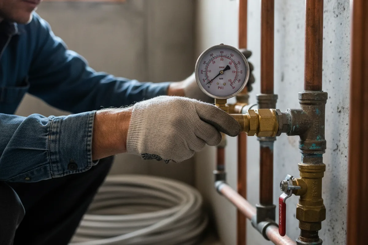 Pressure testing a repaired line during Water Line Repair in Huntertown